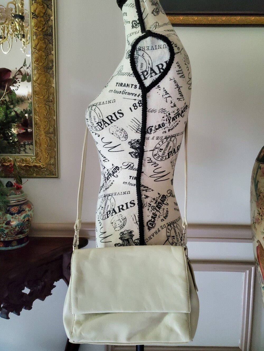 Worthington Cream Lambskin Leather Crossbody Purse Quiet Luxury